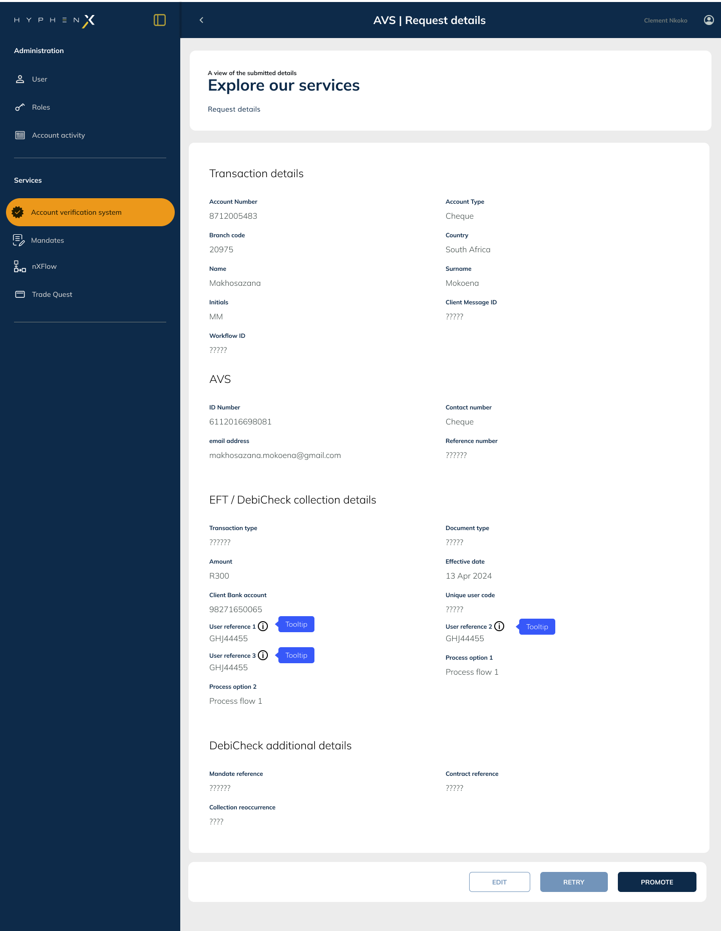 AVS User Migration screen