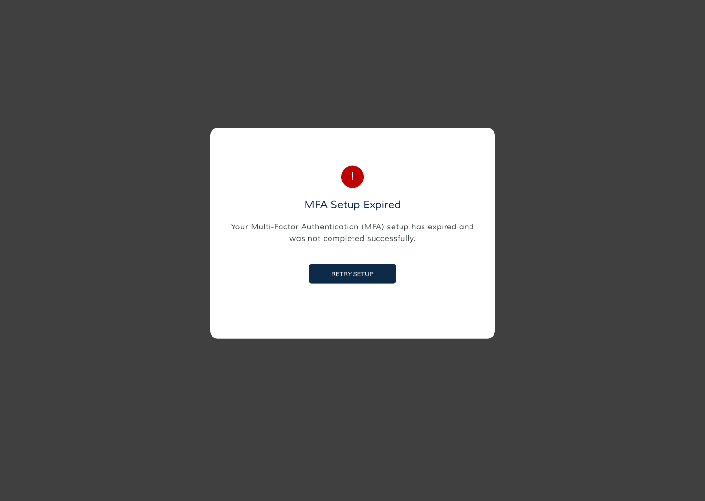 Multi-Factor Authentication screen