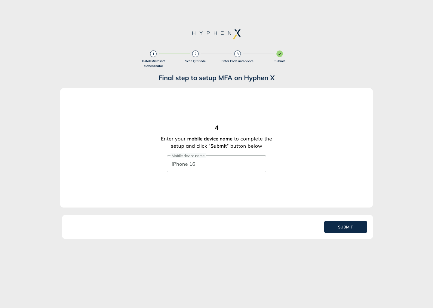 Multi-Factor Authentication screen