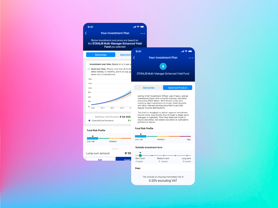 Fund Selection and Risk Visualisation screen