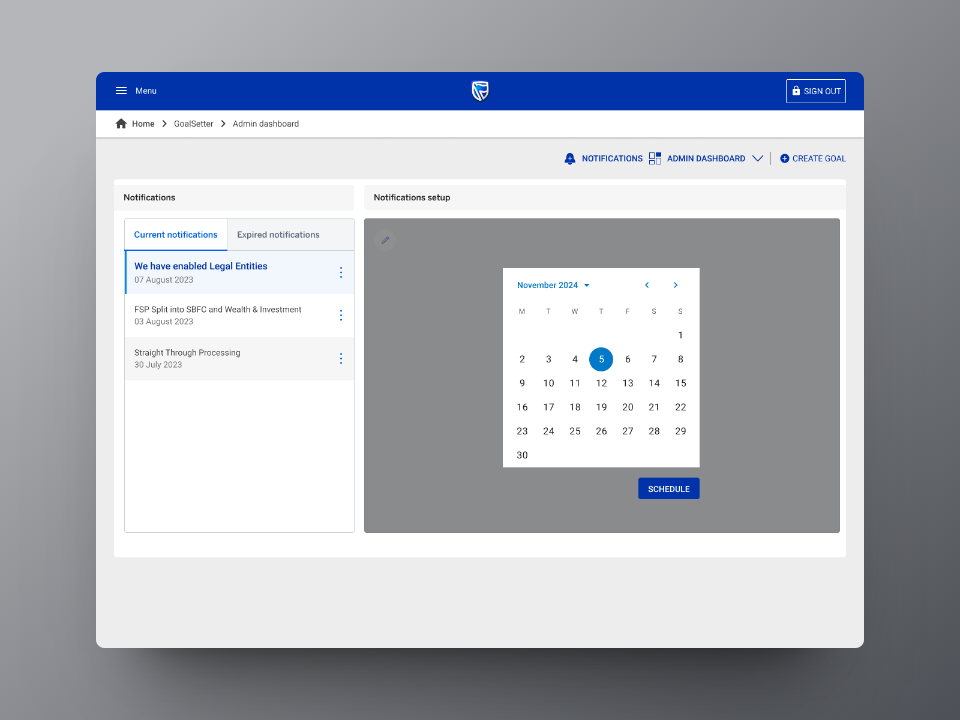 Standard Bank Group, Goalsetter | Notifications Centre gallery image