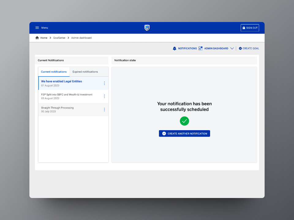 Standard Bank Group, Goalsetter | Notifications Centre gallery image