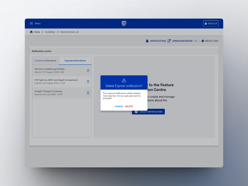 Standard Bank Group, Goalsetter | Notifications Centre gallery image