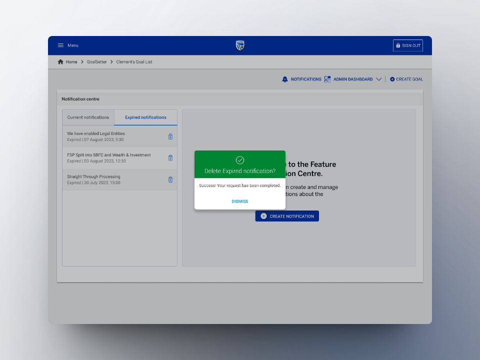 Standard Bank Group, Goalsetter | Notifications Centre gallery image